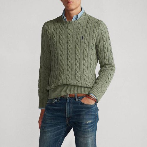 Khaki Cable Knit Cotton Jumper - Polo Ralph Lauren - Modalova