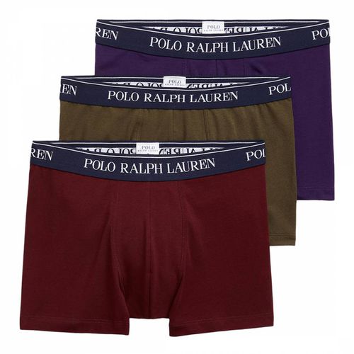 Burgundy/Khaki/Purple 3 Pack Cotton Blend Stretch Boxers - Polo Ralph Lauren - Modalova