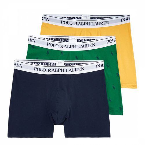 Green/Yellow 3 Pack Cotton Blend Stretch Boxers - Polo Ralph Lauren - Modalova