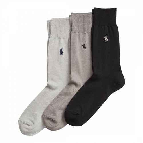 Stone/Ecru 3 Pack Cotton Blend Socks - Polo Ralph Lauren - Modalova