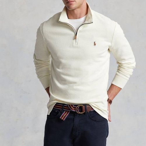Ecru Half Zip Cotton Sweatshirt - Polo Ralph Lauren - Modalova