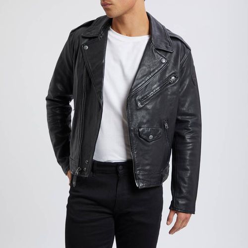 Black Leather Biker Jacket - Polo Ralph Lauren - Modalova