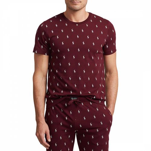 Burgundy Printed Cotton Pyjama T-Shirt - Polo Ralph Lauren - Modalova