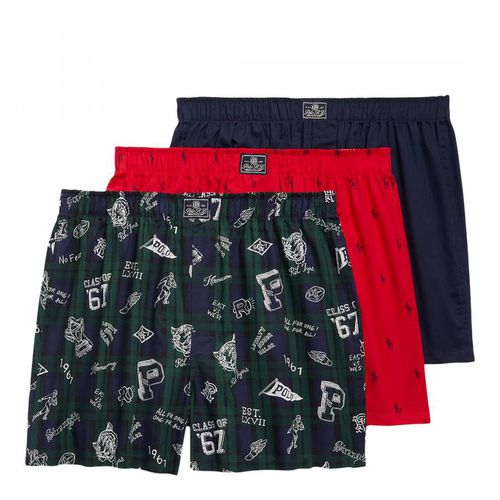 Navy/Red/Green 3 Pack Cotton Boxers - Polo Ralph Lauren - Modalova