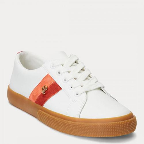 White/Red Janson Leather Trainers - Lauren Ralph Lauren - Modalova