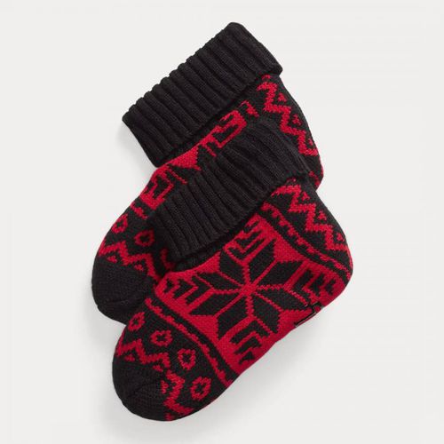 Red Printed Sherpa Lined Socks - Lauren Ralph Lauren - Modalova