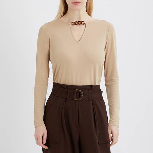 Tan Chain-Trim Jersey Top - Lauren Ralph Lauren - Modalova