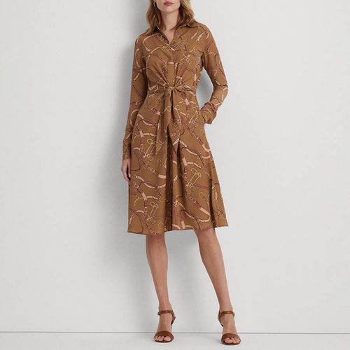 Camel Printed Belted Shirt Dress - Lauren Ralph Lauren - Modalova