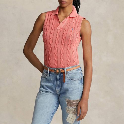 Pink Cable Knit Sleeveless Polo Shirt - Polo Ralph Lauren - Modalova