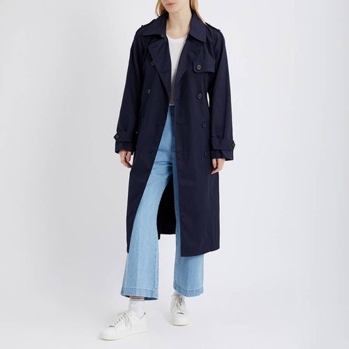 Navy Double-Breasted Trench Coat - Lauren Ralph Lauren - Modalova