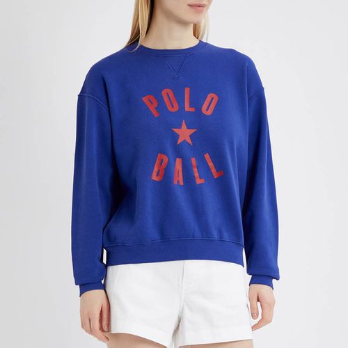 Blue Printed Logo Cotton Blend Sweatshirt - Polo Ralph Lauren - Modalova
