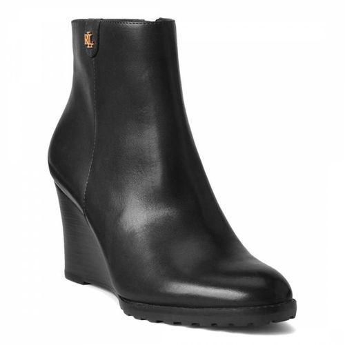 Black Shaley Wedge Leather Boots - Lauren Ralph Lauren - Modalova