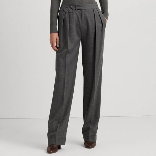 Charcoal Pleated Straight Wool Trousers - Lauren Ralph Lauren - Modalova