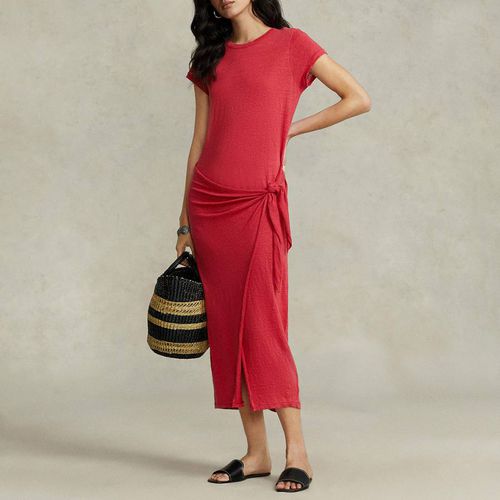 Red Tie Waist Linen Midi Dress - Polo Ralph Lauren - Modalova