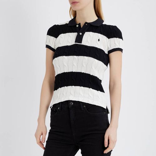 Black Cable Knit Cotton Polo Shirt - Polo Ralph Lauren - Modalova