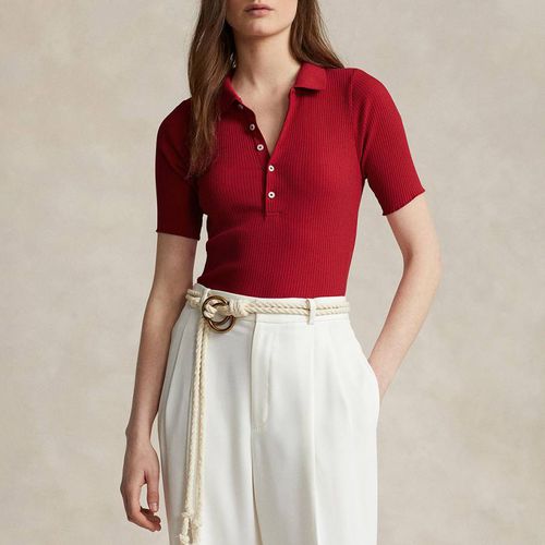 Red Ribbed Cotton Blend Polo Shirt - Polo Ralph Lauren - Modalova