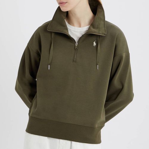 Khaki Half Zip Cotton Blend Sweatshirt - Polo Ralph Lauren - Modalova
