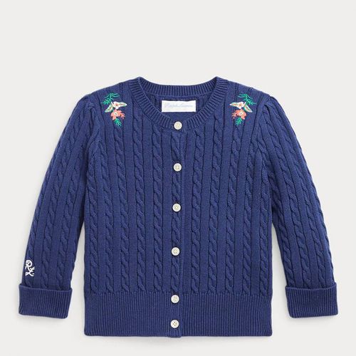 Baby Girl's Indigo Cable Knit Cotton Cardigan - Polo Ralph Lauren - Modalova