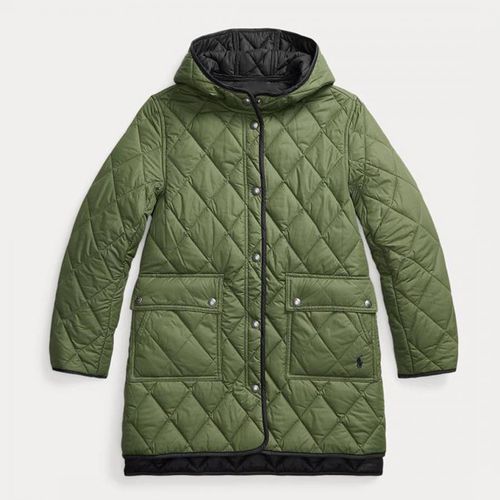Older Girl's Green Quilted Hooded Jacket - Polo Ralph Lauren - Modalova