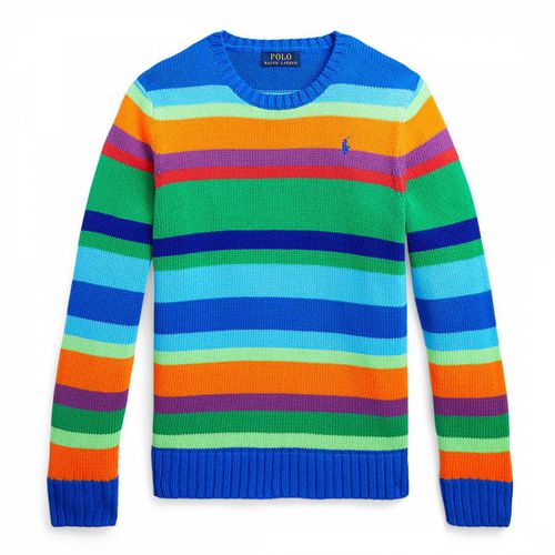 Older Boy's Blue Stripped Cotton Jumper - Polo Ralph Lauren - Modalova