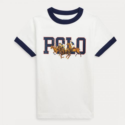 Younger Boy's Contrast Trims Printed Cotton T-Shirt - Polo Ralph Lauren - Modalova