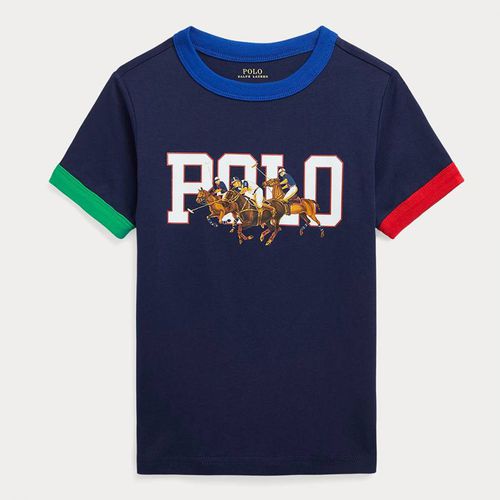 Younger Boy's Contrast Trims Printed Cotton T-Shirt - Polo Ralph Lauren - Modalova