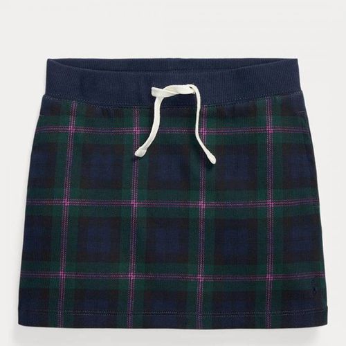 Younger Girl's Navy Tartan Cotton Blend Skirt - Polo Ralph Lauren - Modalova