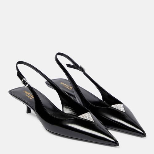 Cherish Slingback Pumps in Glazed Leather with Rhinestones - Saint Laurent - Modalova