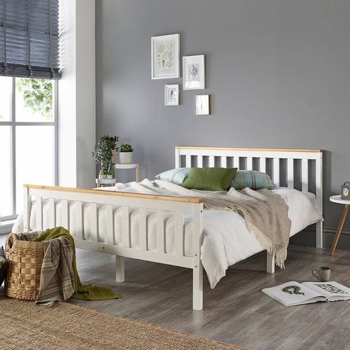 Atlantic Bed Frame in White with Natural Tops Kingsize - Aspire Furniture - Modalova