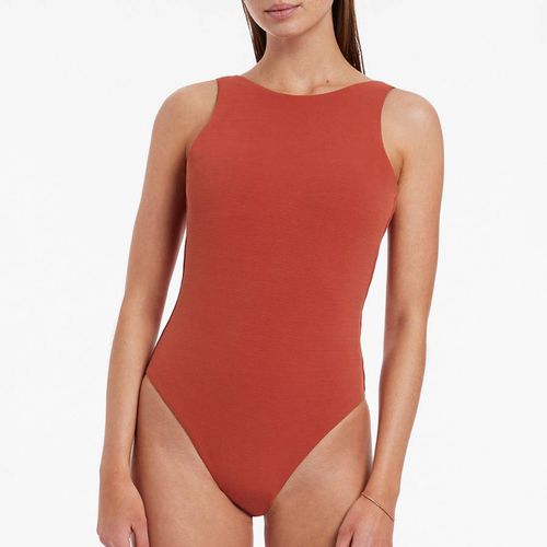 Orange High Neck One Piece Swimsuit - Jets - Modalova