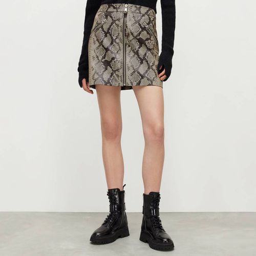 Black Piper Snake Leather Skirt - AllSaints - Modalova