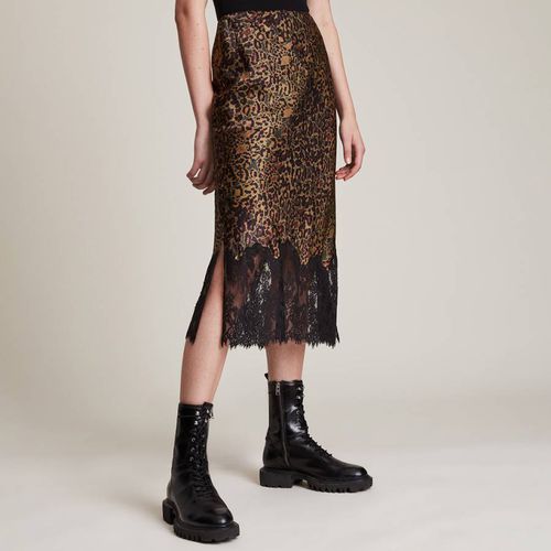Gold Bridgette Silk Blend Skirt - AllSaints - Modalova