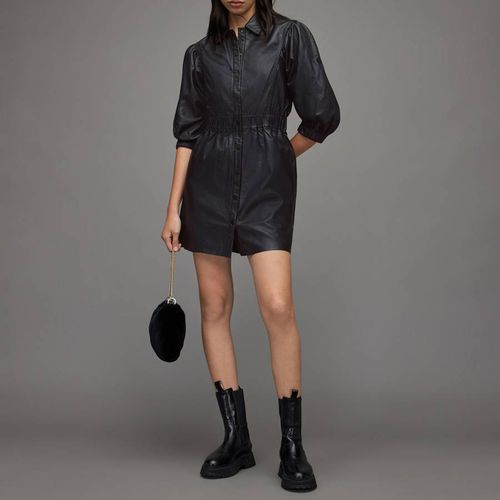 Black Osa Short Leather Dress - AllSaints - Modalova