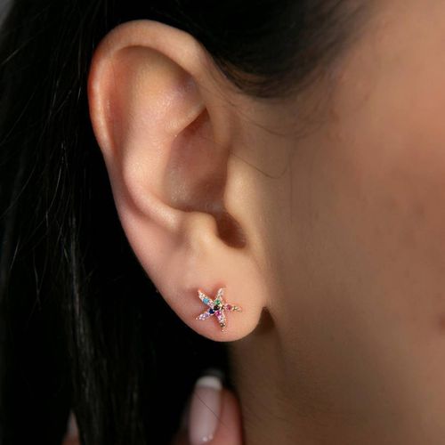 Rose Gold Star Earring - Elika - Modalova