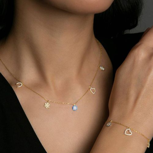 Silver Necklace & Bracelet Set - Elika - Modalova