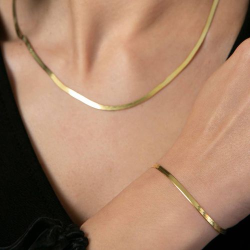 Gold Necklace & Bracelet Set - Elika - Modalova