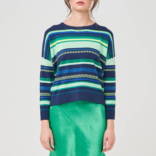 Blue and Gren Stitch Detail Stripe Sweater - Scott & Scott London - Modalova