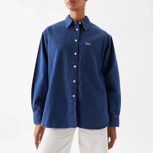 Dark Blue Long Sleeved Cotton Shirt - Lacoste - Modalova