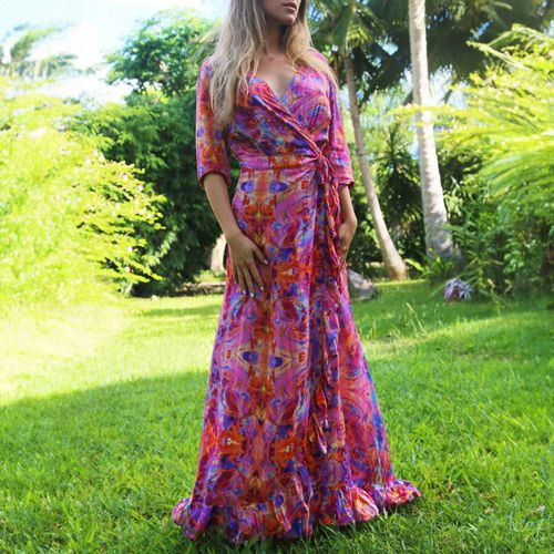 Pink Fire Maxi Dress (Regular) - Sophia Alexia - Modalova