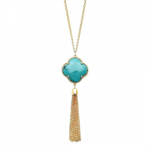 K Turquoise Tassel Statement Long Necklace - Chloe Collection by Liv Oliver - Modalova