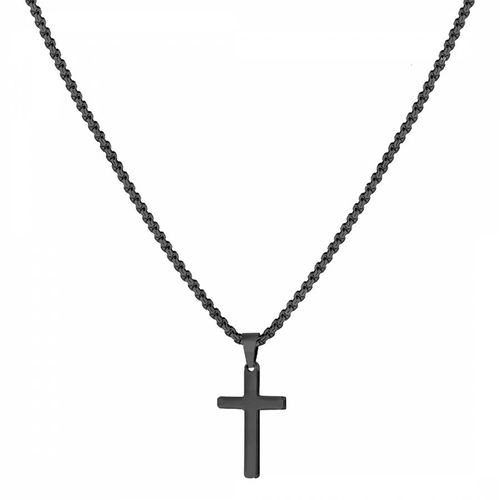 Black Plated Cross Necklace - Stephen Oliver - Modalova