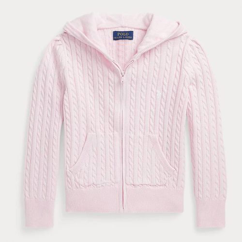 Younger Girl's Pale Cable Knit Cotton Zip Up Hoodie - Polo Ralph Lauren - Modalova