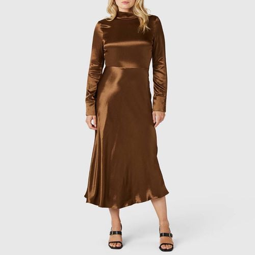 Brown June Silk Midi Dress - Vivere London - Modalova