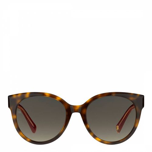 Havana Rectangular Flat Top Sunglass Frames - Tommy Hilfiger - Modalova