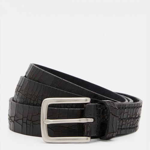 Black Trevor Texture Leather Belt - AllSaints - Modalova