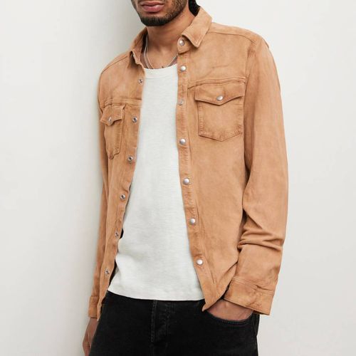 Sand Taupe Wyatt Leather Shirt - AllSaints - Modalova