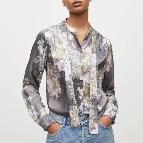 Grey Toni Venetia Silk Blend Shirt - AllSaints - Modalova