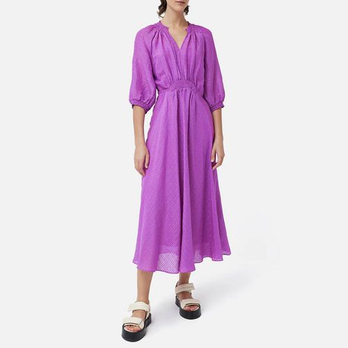 Pink V-Neck Silk Blend Midi Dress - Jigsaw - Modalova