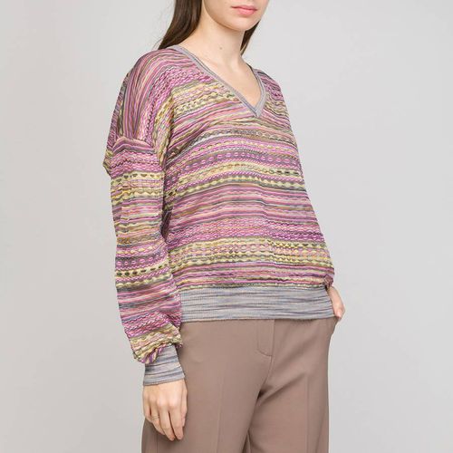 Purple V-Neck Cotton Blend Jumper - M Missoni - Modalova