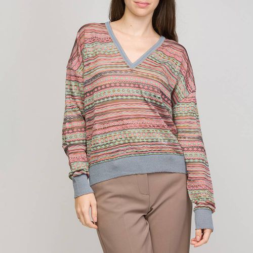 Pink V-Neck Cotton Blend Jumper - M Missoni - Modalova